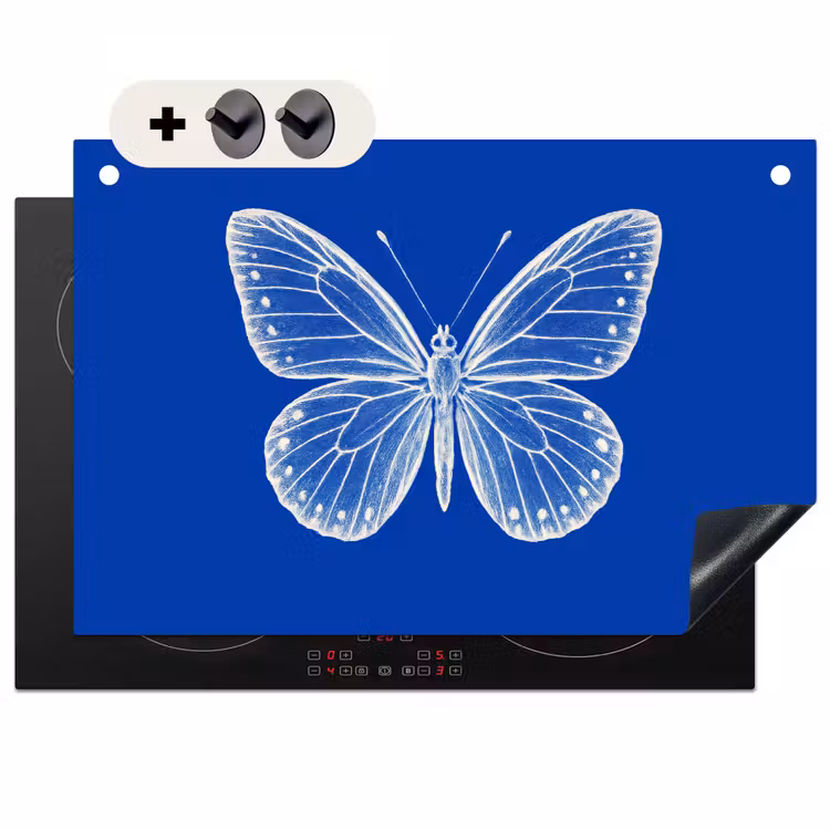 Inductie beschermer en spatscherm (2in1) - Vlinder - Wit - Getekend - Stippen — 1