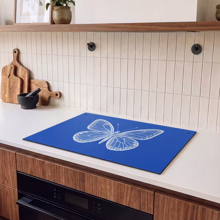 Inductie beschermer en spatscherm (2in1) - Vlinder - Wit - Getekend - Stippen — 3