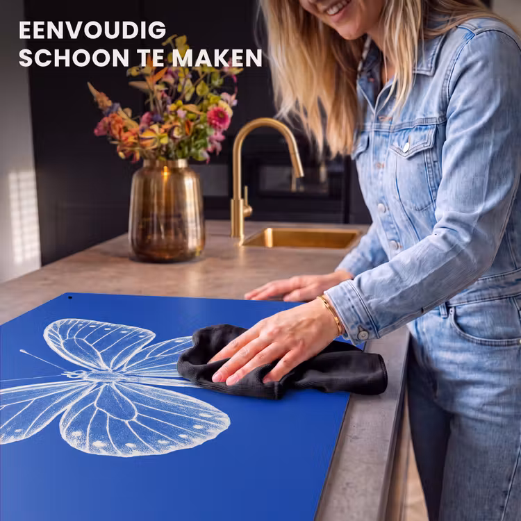 Inductie beschermer en spatscherm (2in1) - Vlinder - Wit - Getekend - Stippen — 5