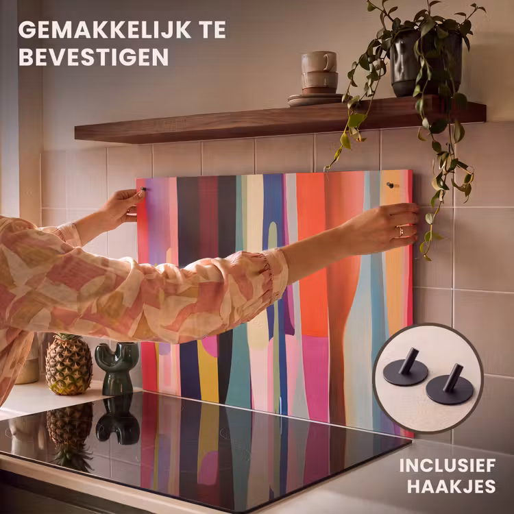Inductie beschermer en spatscherm (2in1) - Kleurbanen - Verticaal - Kleurrijk — 7