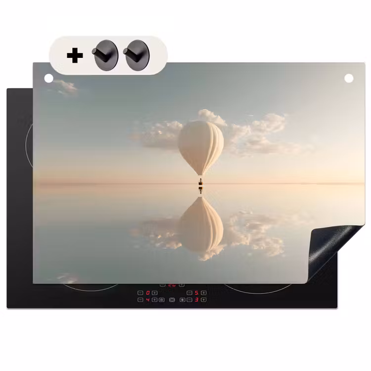 Inductie beschermer en spatscherm (2in1) - Luchtballon - Wolken - Water - Blauw — 1