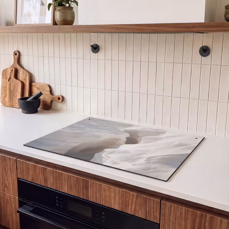 Inductie beschermer en spatscherm (2in1) - Kloof - Wit - Sneeuw — 3