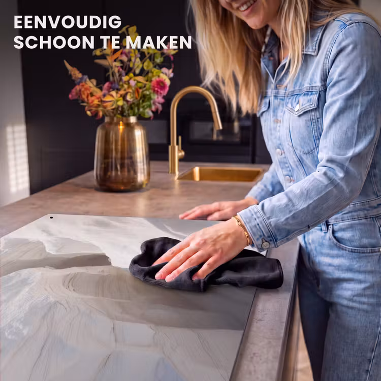 Inductie beschermer en spatscherm (2in1) - Kloof - Wit - Sneeuw — 5