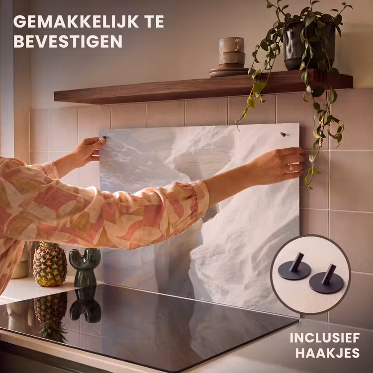 Inductie beschermer en spatscherm (2in1) - Kloof - Wit - Sneeuw — 7
