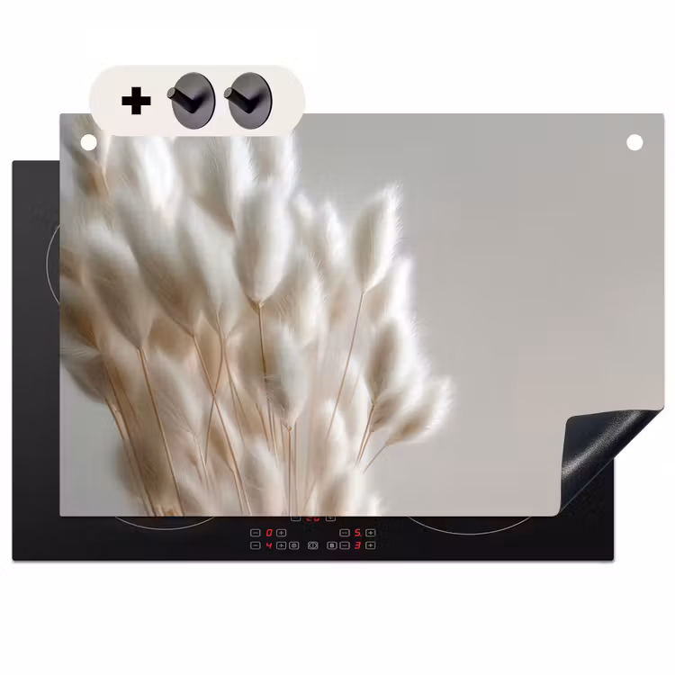 Inductie beschermer en spatscherm (2in1) - Pluimen - Beige - Minimalistisch — 1