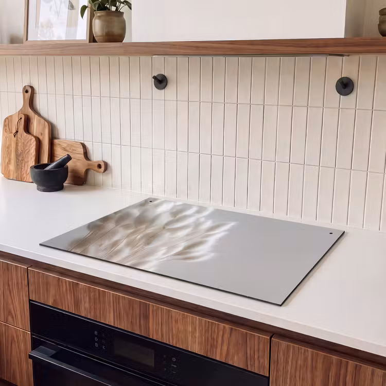 Inductie beschermer en spatscherm (2in1) - Pluimen - Beige - Minimalistisch — 3