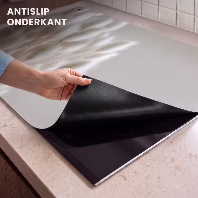 Inductie beschermer en spatscherm (2in1) - Pluimen - Beige - Minimalistisch — 4