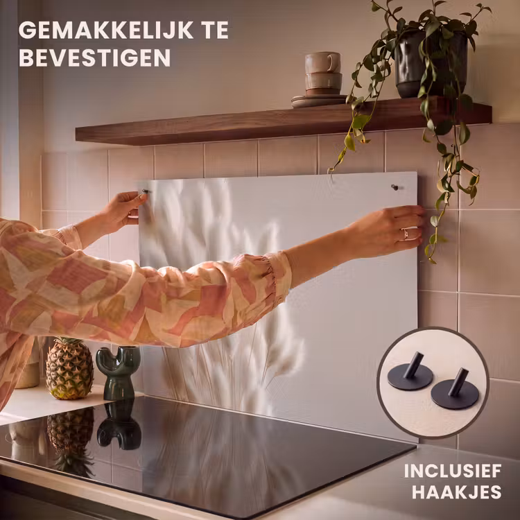 Inductie beschermer en spatscherm (2in1) - Pluimen - Beige - Minimalistisch — 7