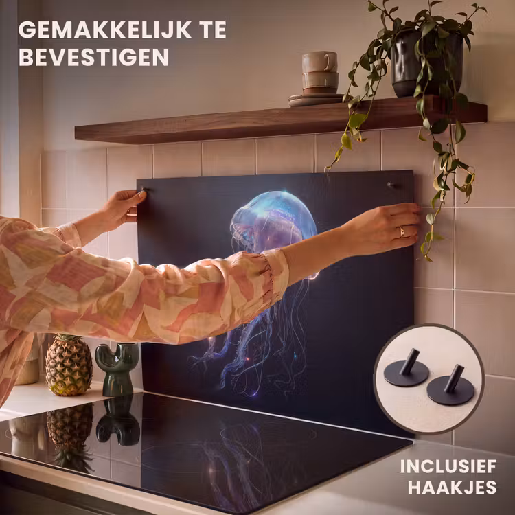 Inductie beschermer en spatscherm (2in1) - Tentakels - Kwal - Paars - Sprankeling — 7