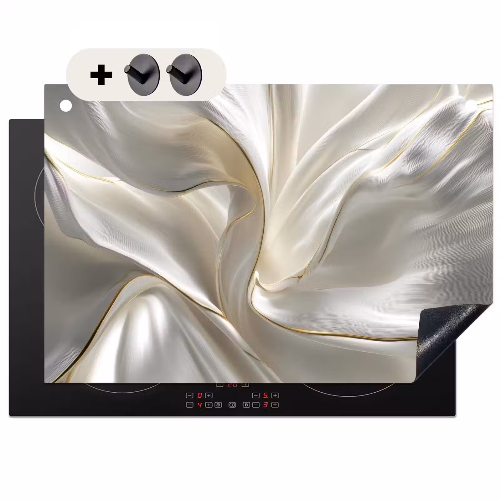 Inductie beschermer en spatscherm (2in1) - Stof - Plooien - Goud — 1