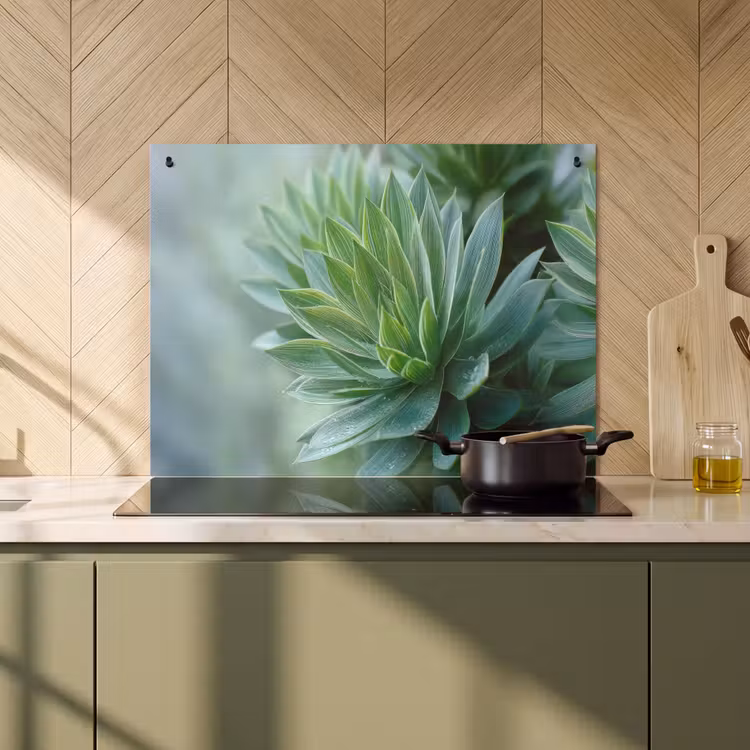 Inductie beschermer en spatscherm (2in1) - Blad - Plant - Groen - Textuur — 2