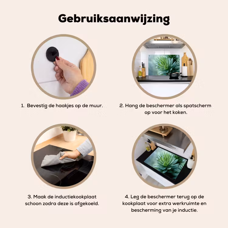 Inductie beschermer en spatscherm (2in1) - Blad - Plant - Groen - Textuur — 6