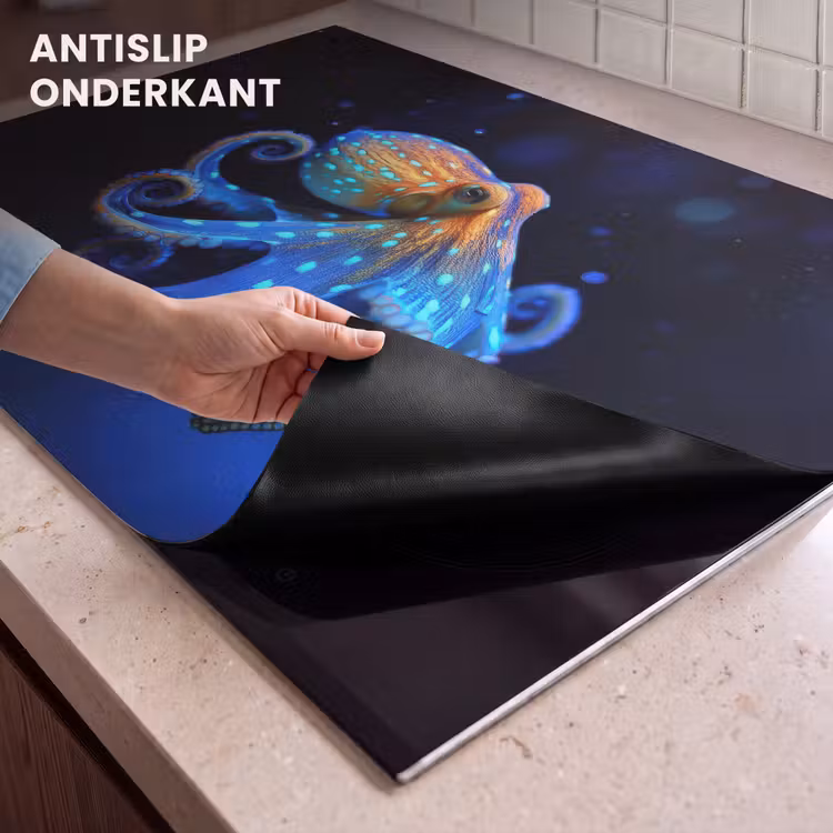 Inductie beschermer en spatscherm (2in1) - Octopus - Stippen - Blauw - Zee — 4