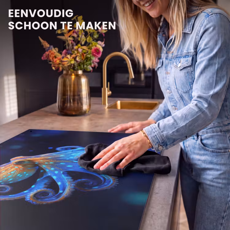 Inductie beschermer en spatscherm (2in1) - Octopus - Stippen - Blauw - Zee — 5