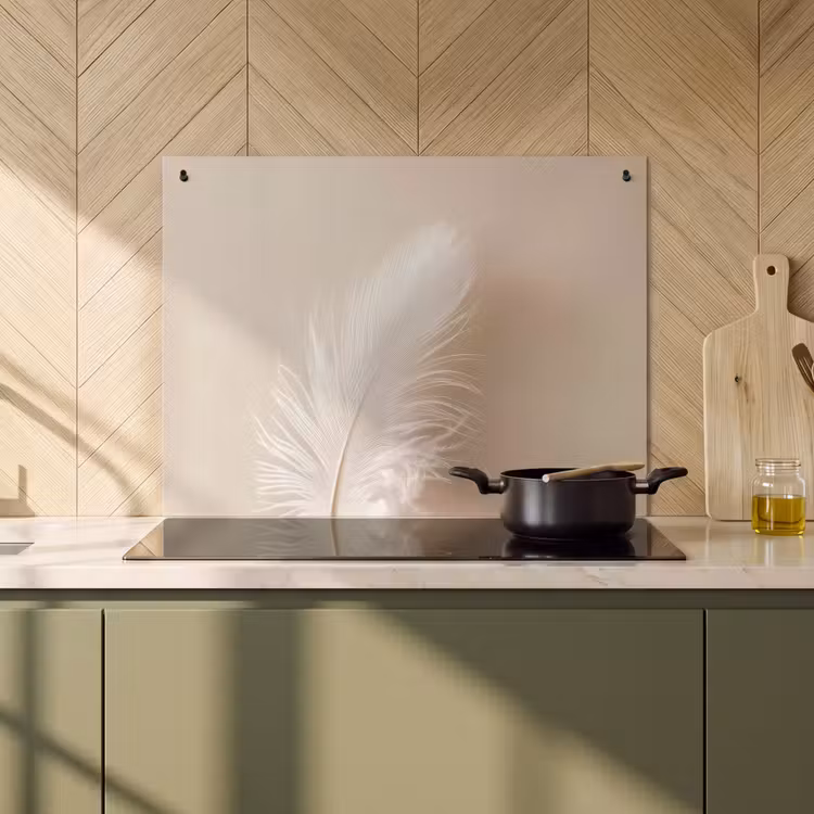 Inductie beschermer en spatscherm (2in1) - Veer - Minimalistisch - Roze — 2