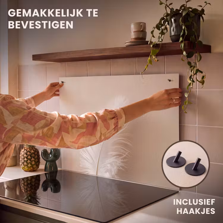 Inductie beschermer en spatscherm (2in1) - Veer - Minimalistisch - Roze — 7
