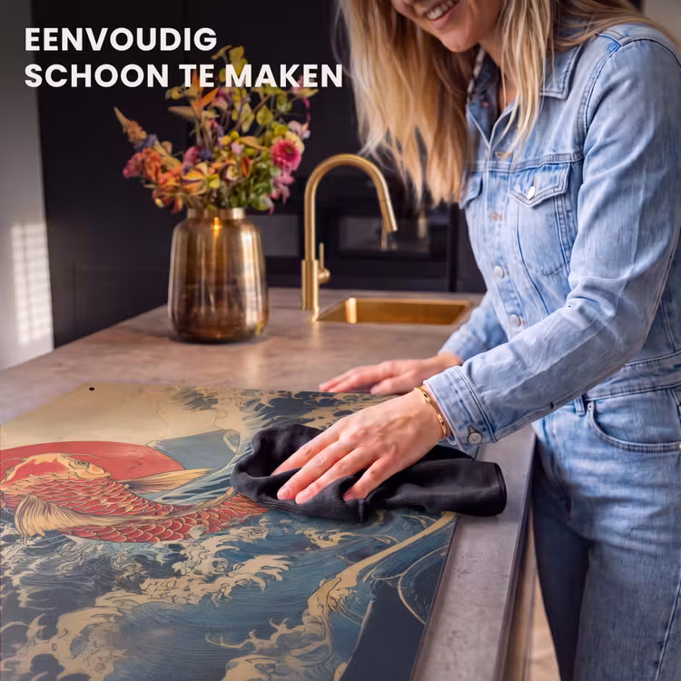 Inductie beschermer en spatscherm (2in1) - Koi - Zee - Golven - Zon — 5