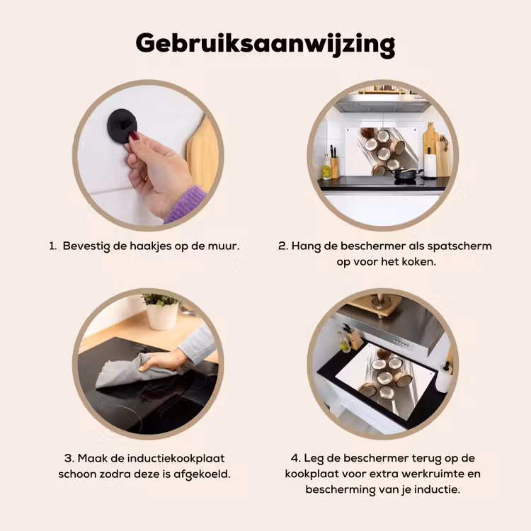 Inductie beschermer en spatscherm (2in1) - Kokosnoten - Bruin - Shaduw — 6