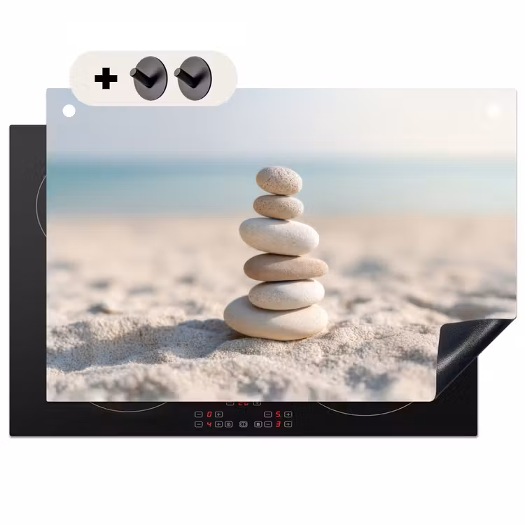 Inductie beschermer en spatscherm (2in1) - Stenen - Stapel - Zand - Zee — 1
