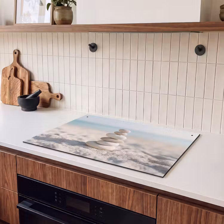 Inductie beschermer en spatscherm (2in1) - Stenen - Stapel - Zand - Zee — 3