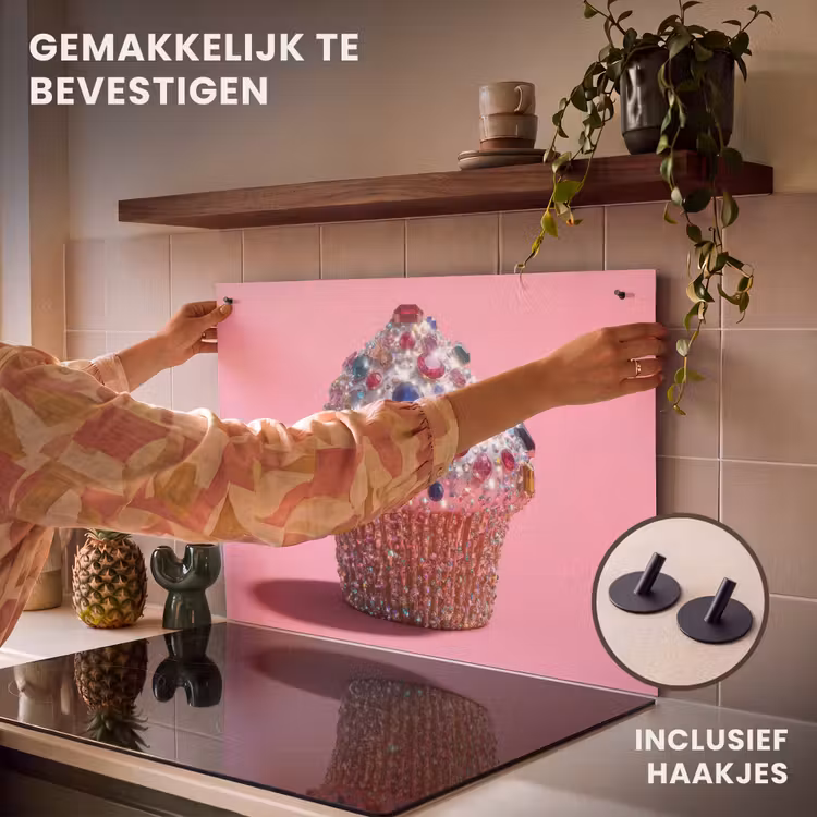 Inductie beschermer en spatscherm (2in1) - Cupcake - Kleurrijk - Edelstenen — 7