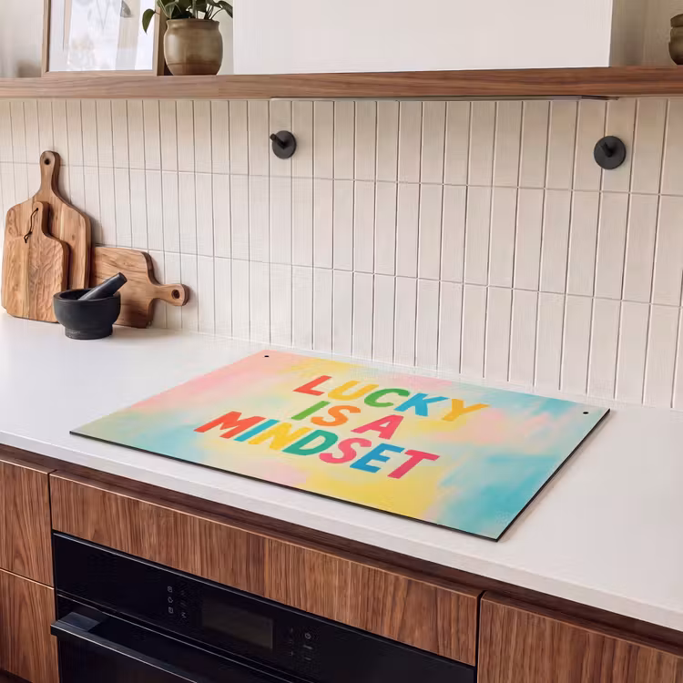 Inductie beschermer en spatscherm (2in1) - Quote - Lucky - Regenboogkleuren — 3