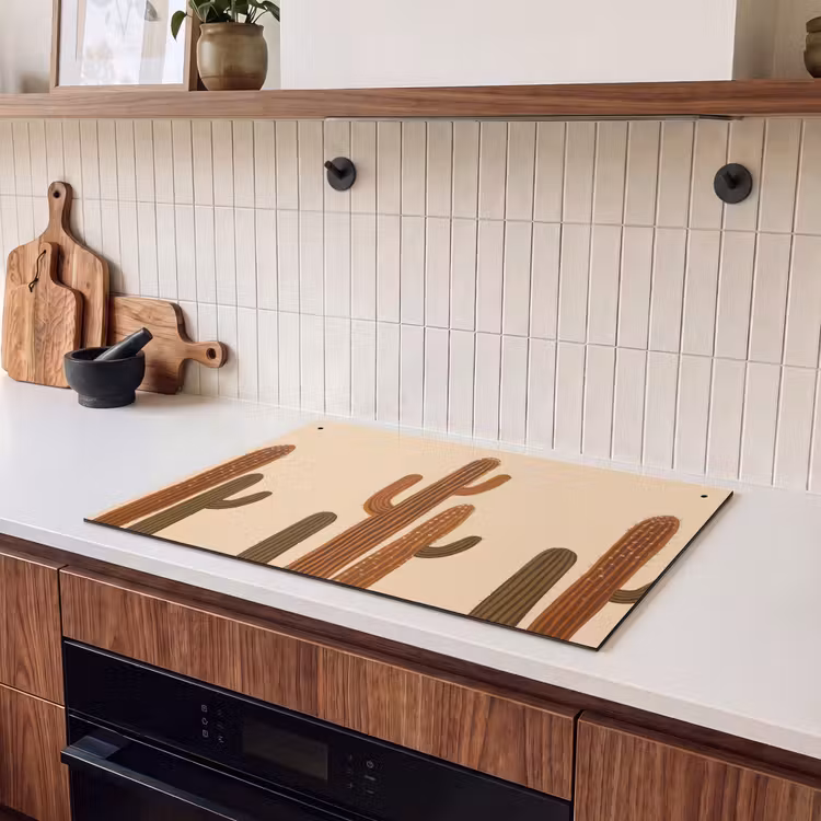 Inductie beschermer en spatscherm (2in1) - Cactus - Woestijn - Zand - Bruin — 3