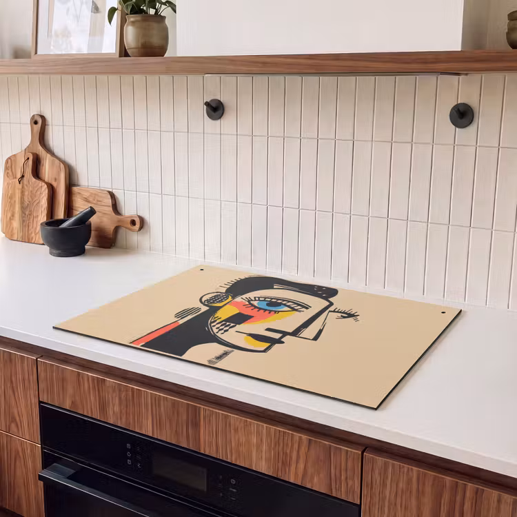 Inductie beschermer en spatscherm (2in1) - Geometrisch - Felle kleuren - Kubistische stijl — 3