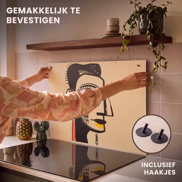 Inductie beschermer en spatscherm (2in1) - Geometrisch - Felle kleuren - Kubistische stijl — 7