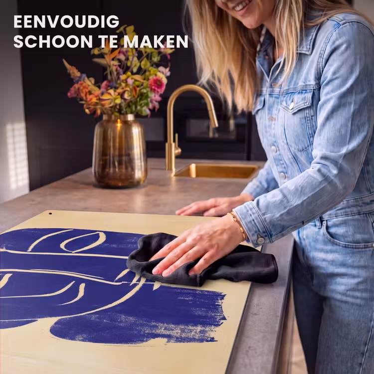 Inductie beschermer en spatscherm (2in1) - Okergeel - Blauw - Eenvoudige lijnen — 5