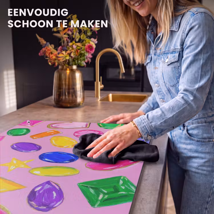 Inductie beschermer en spatscherm (2in1) - Edelstenen - Vormen - Hartje - Kleurrijk — 5