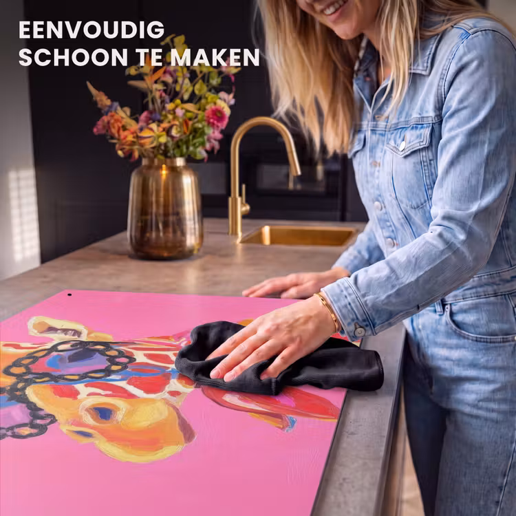 Inductie beschermer en spatscherm (2in1) - Giraf - Roze - Bril - Sjaal — 5