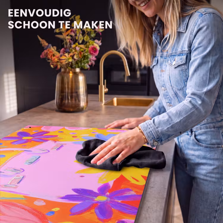 Inductie beschermer en spatscherm (2in1) - Tas - Roze - Bloemen — 5