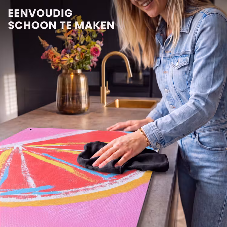 Inductie beschermer en spatscherm (2in1) - Grapefruit - Geschilderd - Roze - Strepen — 5