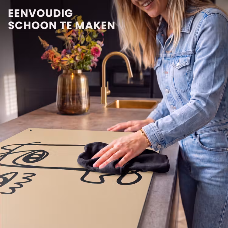 Inductie beschermer en spatscherm (2in1) - Overlappende profielen - Lichtbruin - Zwart — 5