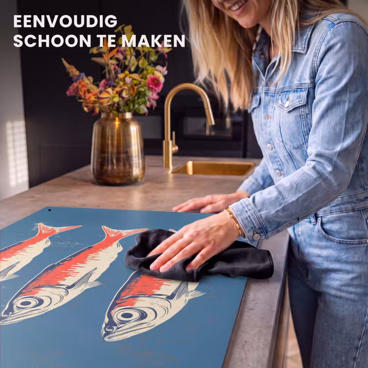 Inductie beschermer en spatscherm (2in1) - Vissen - Rood - Blauw — 5