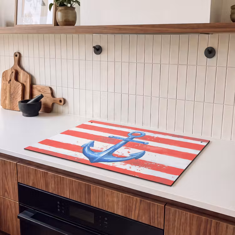 Inductie beschermer en spatscherm (2in1) - Anker - Verfspatten - Rood - Blauw — 3