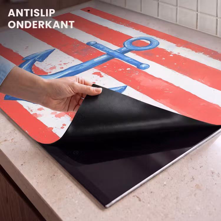Inductie beschermer en spatscherm (2in1) - Anker - Verfspatten - Rood - Blauw — 4