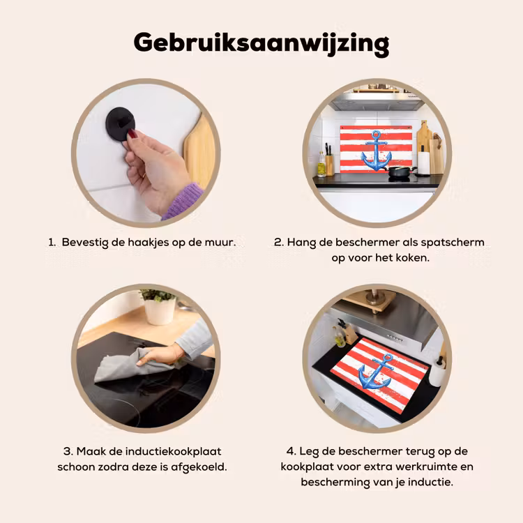 Inductie beschermer en spatscherm (2in1) - Anker - Verfspatten - Rood - Blauw — 6