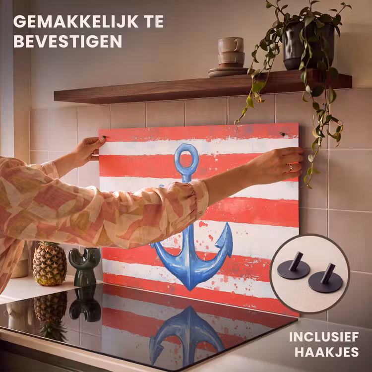 Inductie beschermer en spatscherm (2in1) - Anker - Verfspatten - Rood - Blauw — 7