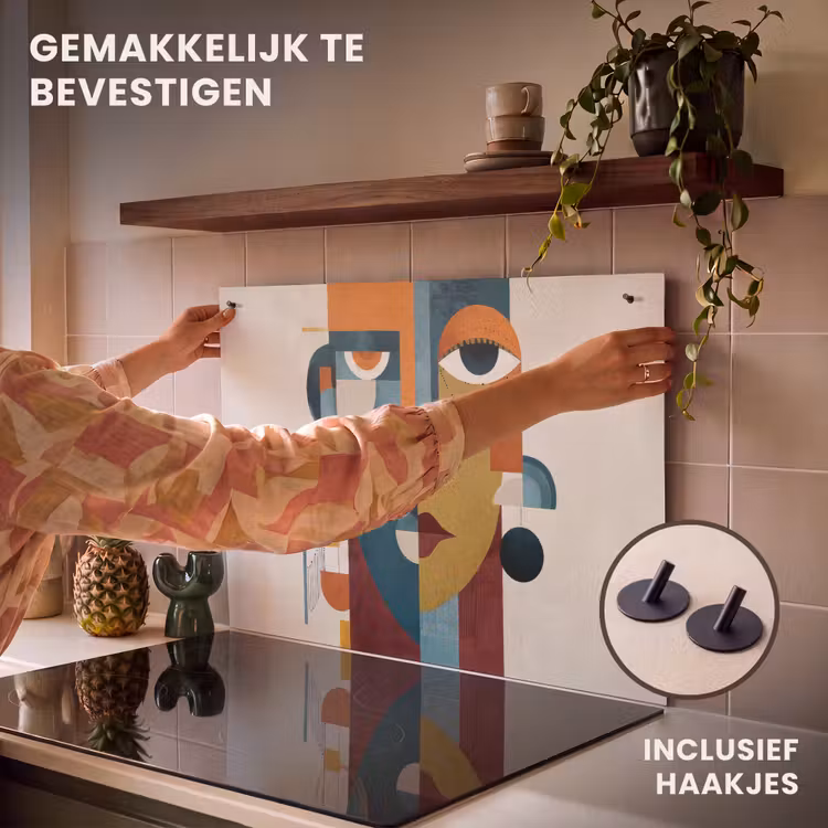 Inductie beschermer en spatscherm (2in1) - Geometrisch - Strakke vormen - Kleurrijk — 7