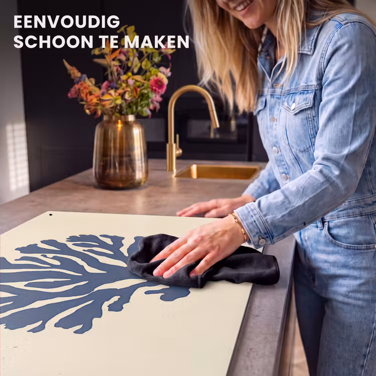 Inductie beschermer en spatscherm (2in1) - Blauw koraal - Vertakkingen - Beige — 5
