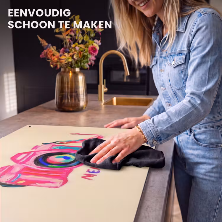Inductie beschermer en spatscherm (2in1) - Camera - Memories - Roze - Geschilderd — 5