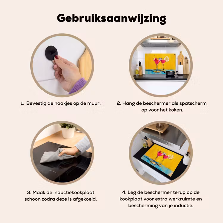 Inductie beschermer en spatscherm (2in1) - Glazen - Cocktail - Citroen - Kers — 6