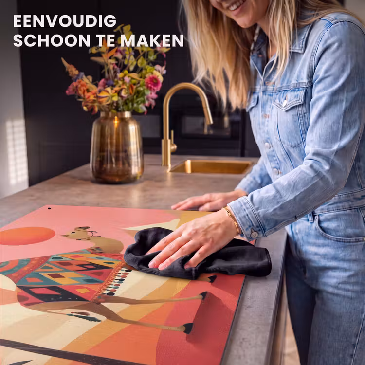 Inductie beschermer en spatscherm (2in1) - Kameel - Pyramides - Rode zon — 5