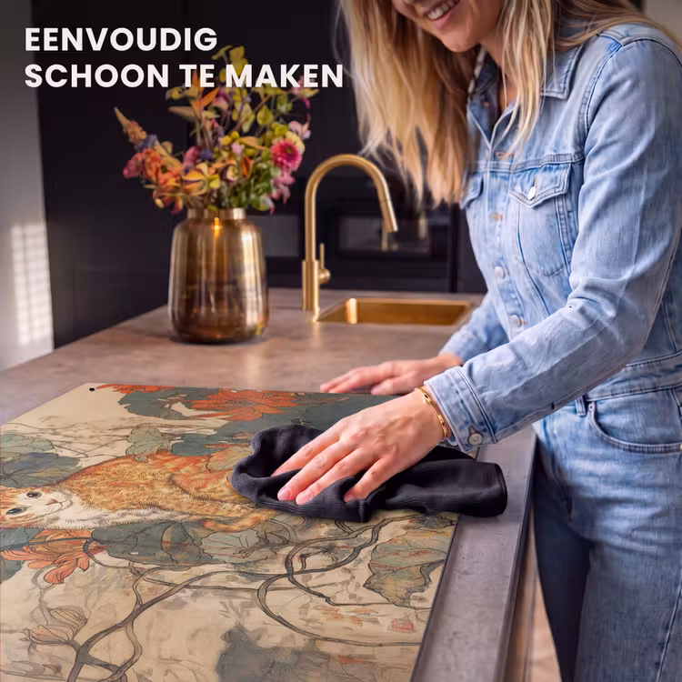 Inductie beschermer en spatscherm (2in1) - Kat - Sierlijk - Bloemen — 5