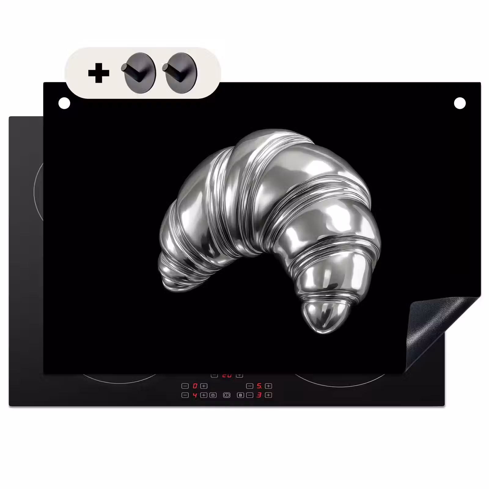 Inductie beschermer en spatscherm (2in1) - Croissant - Metaal - Zilver — 1