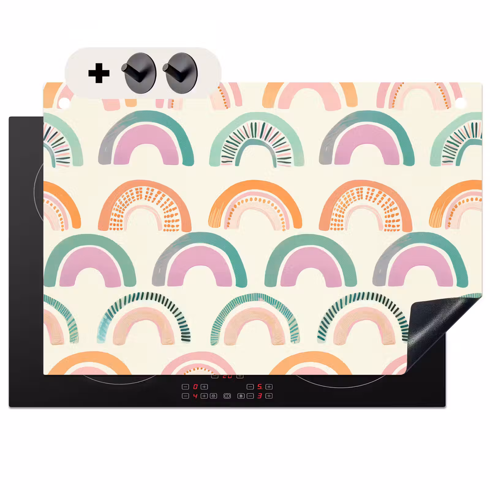 Inductie beschermer en spatscherm (2in1) - Regenboog - Pastel - Patroon — 1