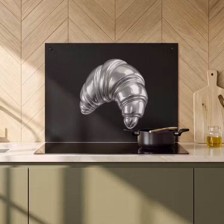 Inductie beschermer en spatscherm (2in1) - Croissant - Metaal - Zilver — 2