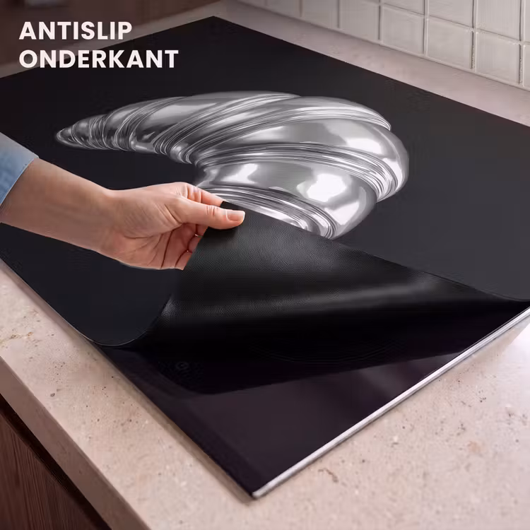 Inductie beschermer en spatscherm (2in1) - Croissant - Metaal - Zilver — 4